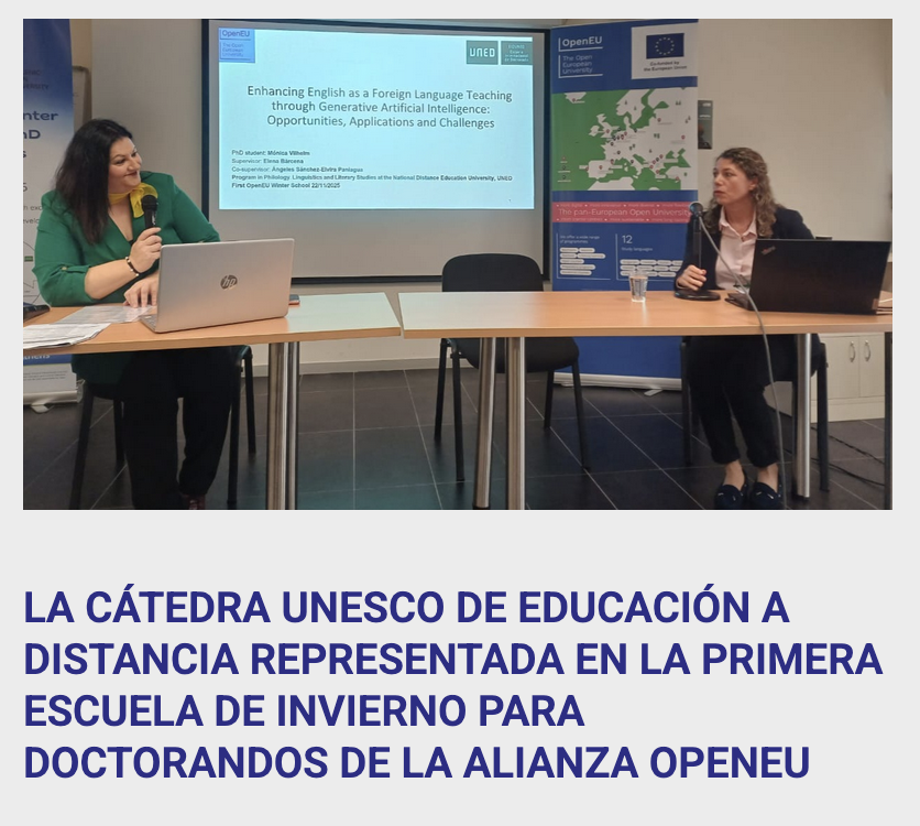 <a href="/cued_/">Cátedra UNESCO EaD</a> en la 1ª Escuela de Invierno de doctorandos de la alianza #OpenEU, celebrada en Atenas, 21-23/noviembre. <a href="/MonicaVilhelm/">Mónica Vilhelm</a>, estudiante de doctorado presentó su proyecto de tesis, dirigido por <a href="/ElenaBarcena/">Elena Bárcena</a>  y <a href="/asanchezelvira/">Ángeles Sánchez-Elvira Paniagua</a>  #miembrosCUED
tinyurl.com/2c3jjep7