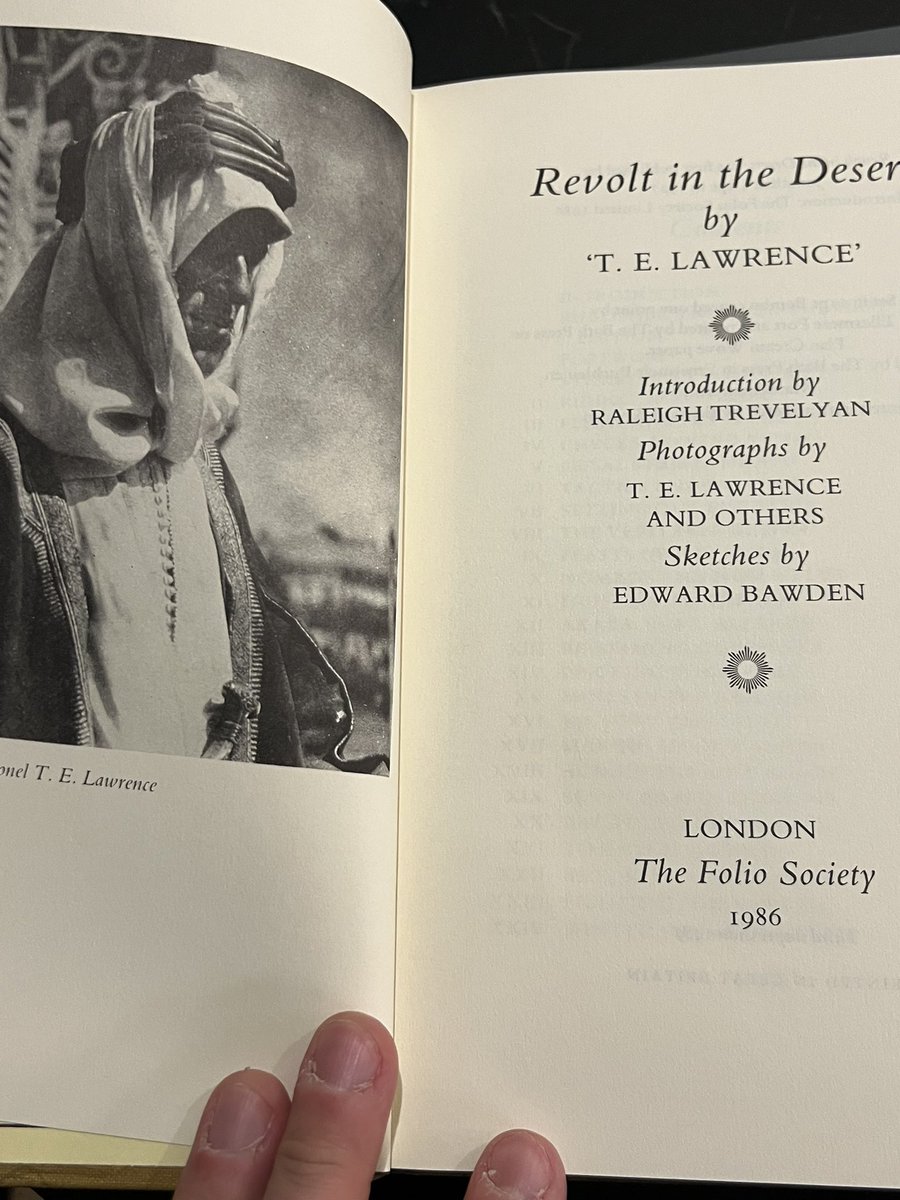 Rereading before putting it in storage for a few months. Beautiful copy of Revolt in the Desert by T.E. Lawrence.