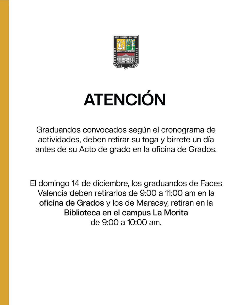 #Atención Información importante de la Dirección Central de Asuntos Estudiantiles (DICAE), a cargo de la profesora Marqjuly Camacho, para los graduandos convocados para el #16Dic de la Facultad de Ciencias Económicas y Sociales.