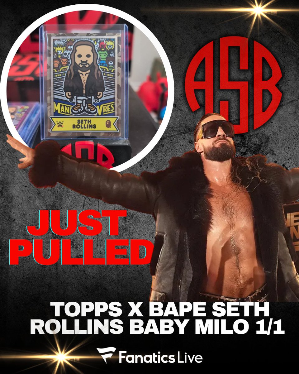 BreakwithASB's tweet image. Pulled last night on @fanaticslive.. SETH FREAKIN ROLLINS @WWERollins Baby Milo 1/1  

Follow us on Fanatics Live at allsportsbreaks with More Topps x Bape breaks.. 

#FanaticsLive #sethrollins #1of1
#WWE #allsportsbreaks #Topps
