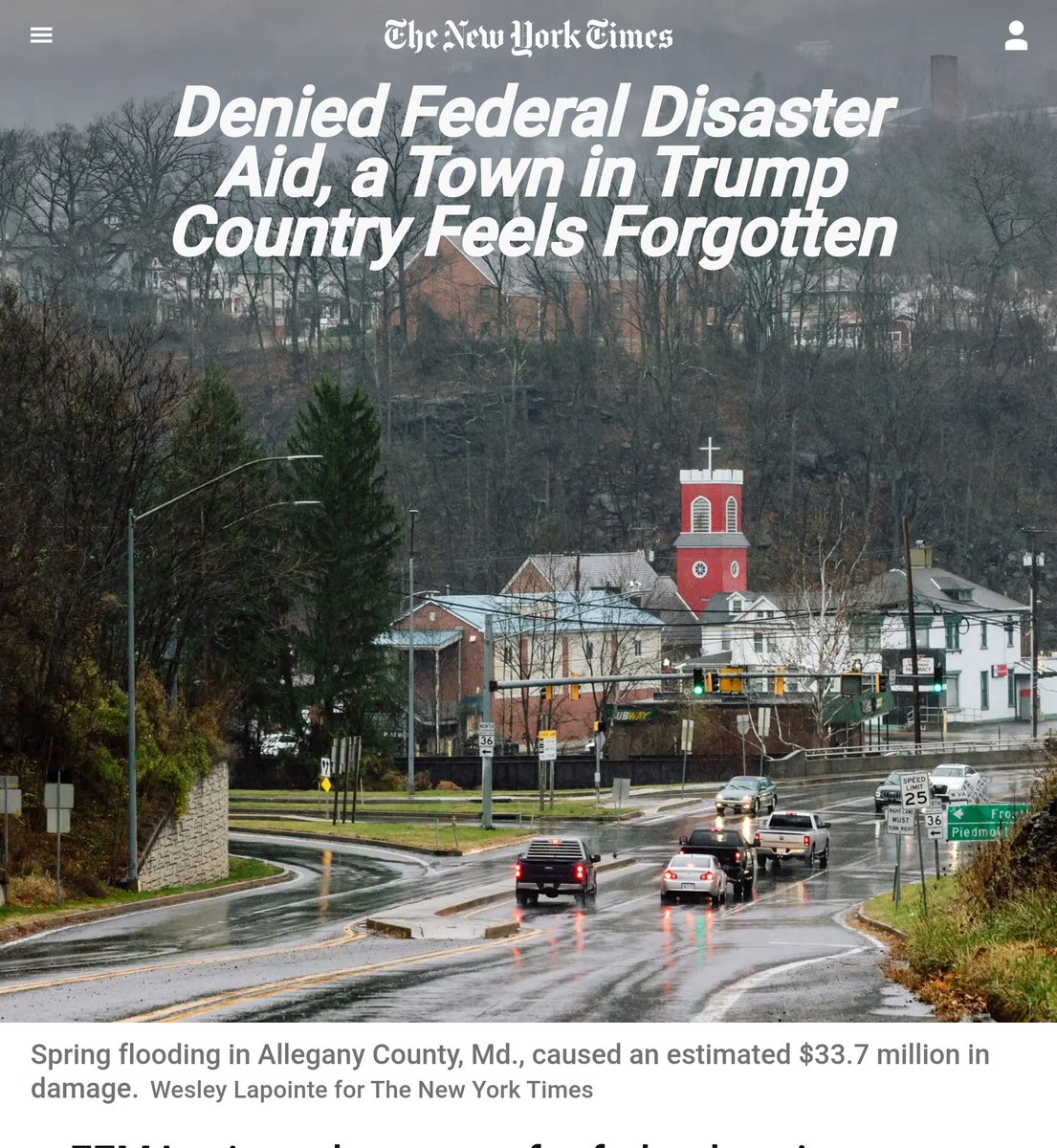 GenoVeno73's tweet image. I quote from The New York Times article:
"The decision on Maryland’s appeal [FEMA relief was denied] was made on the same day that Mr. Trump approved aid for disasters in Alaska, Nebraska and North Dakota — all states that supported him last year — while denying requests from…