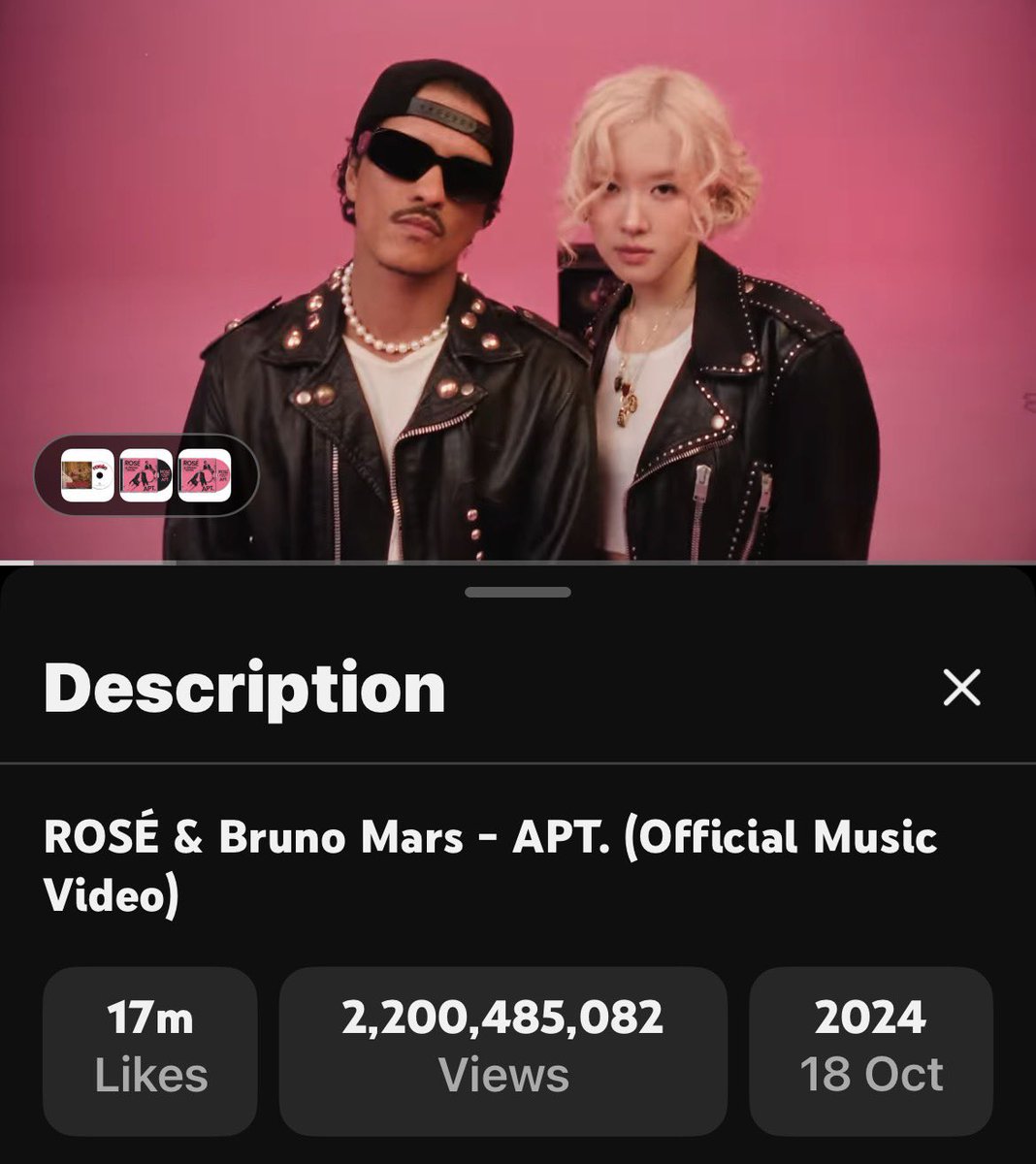 CONGRATULATIONS ROSÉ &amp; BRUNO MARS FOR REACHING 2.2B VIEWS ON YOUTUBE!! ⚡️💗