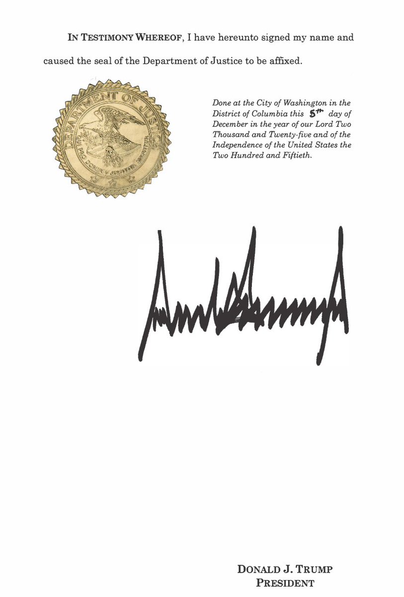 President Trump's singed letter of pardon for Tina Peters