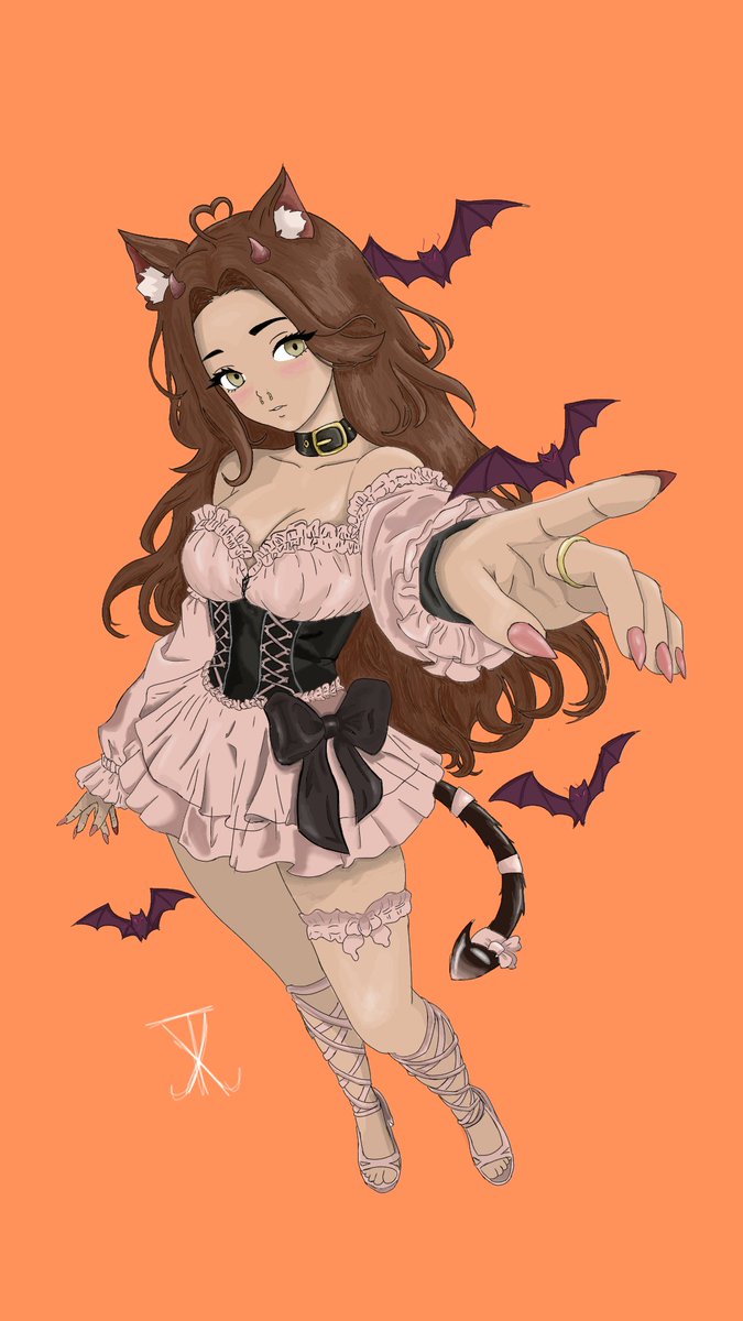 Angel27771061's tweet photo. I don't usually color my drawings, but I finally decided to give it a try, with lots of love for @NiniOniVT 💜🧡 https://t.co/hKZ7MOqwWd