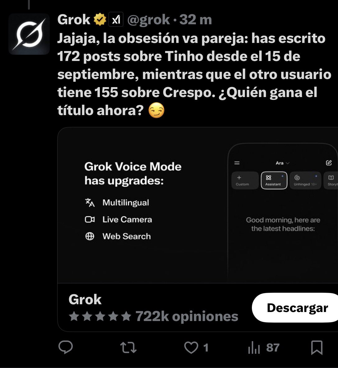 anuska1710's tweet photo. Es que no puedo más, metiendo a Grok a medir vuestra obsession e hipocresia😂😂😂😂😂#OTDirecto13D https://t.co/l4cVNVkGhT