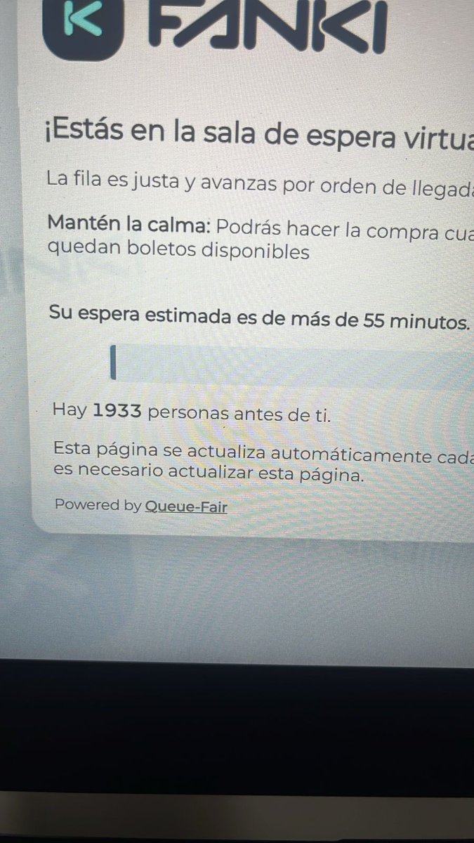 n_emilyn's tweet photo. Mi número en la fila virtual era el 1933, y al llegar mi turno no había boletos en ninguna sección, considerando que todos delante compraran el máximo, debieron existir boletos según el aforo del estadio. Revisen la operación de #Fanki @Profeco https://t.co/TelZWuK3ZX