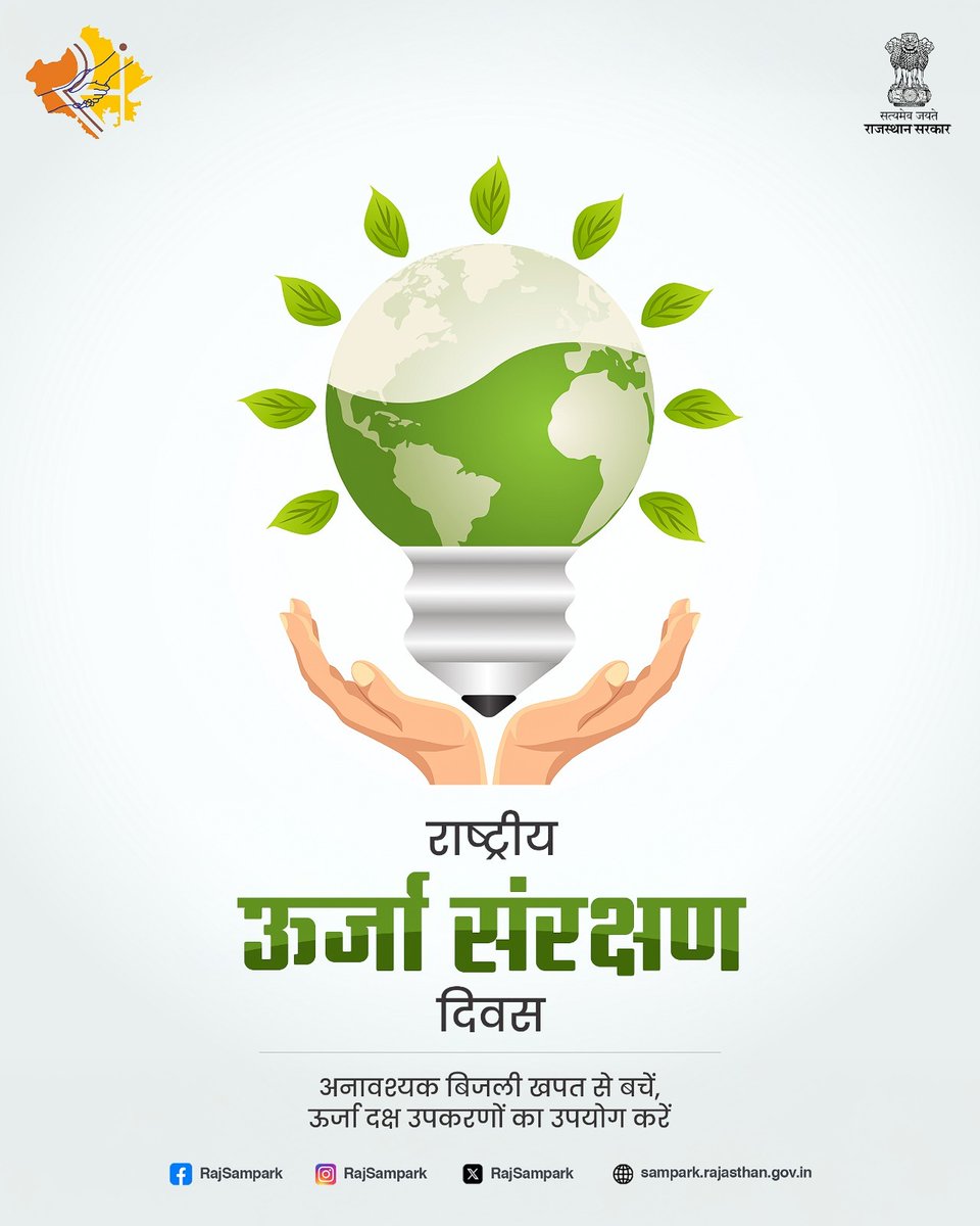 RajSampark's tweet photo. рд░рд╛рд╖реНрдЯреНрд░реАрдп рдКрд░реНрдЬрд╛ рд╕рдВрд░рдХреНрд╖рдг рджрд┐рд╡рд╕ рдкрд░ рдЖрдЗрдП рд╕рдВрдХрд▓реНрдк рд▓реЗрдВ рдХрд┐ рдКрд░реНрдЬрд╛ рдХрд╛ рдЬрд┐рдореНрдореЗрджрд╛рд░реАрдкреВрд░реНрдг рдФрд░ рд╡рд┐рд╡реЗрдХрдкреВрд░реНрдг рдЙрдкрдпреЛрдЧ рдХрд░реЗрдВрдЧреЗред рдЕрдирд╛рд╡рд╢реНрдпрдХ рдмрд┐рдЬрд▓реА рдЦрдкрдд рд╕реЗ рдмрдЪрддреЗ рд╣реБрдП рдКрд░реНрдЬрд╛ рджрдХреНрд╖ рдЙрдкрдХрд░рдгреЛрдВ рдФрд░ рд╕реНрд╡рдЪреНрдЫ, рдирд╡реАрдХрд░рдгреАрдп рдКрд░реНрдЬрд╛ рдХреЛ рдЕрдкрдирд╛рдХрд░ рднрд╡рд┐рд╖реНрдп рдХреЛ рд╕реБрд░рдХреНрд╖рд┐рдд рдмрдирд╛рдПрдВрдЧреЗред
#NationalEnergyConservationDay
#SaveEnergySaveFuture https://t.co/63CK3Ux6aM