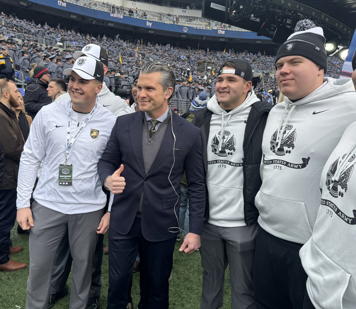 RedditCFB's tweet photo. United States Secretary of War Pete Hegseth is in attendance for today’s game https://t.co/sqSMH4fxPO