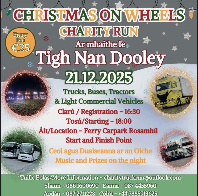 AranIslandFerry's tweet photo. Our crew members, Shaun, Éanna, and Aodán are organising a Charity Truck Run on December 21, to support Tigh Nan Dooley, a local school that helps kids in the community. If you’d like more information or wish to donate, please click on the link below.. 💙

https://t.co/f10IP1uDRv https://t.co/uNWvCn2lpR