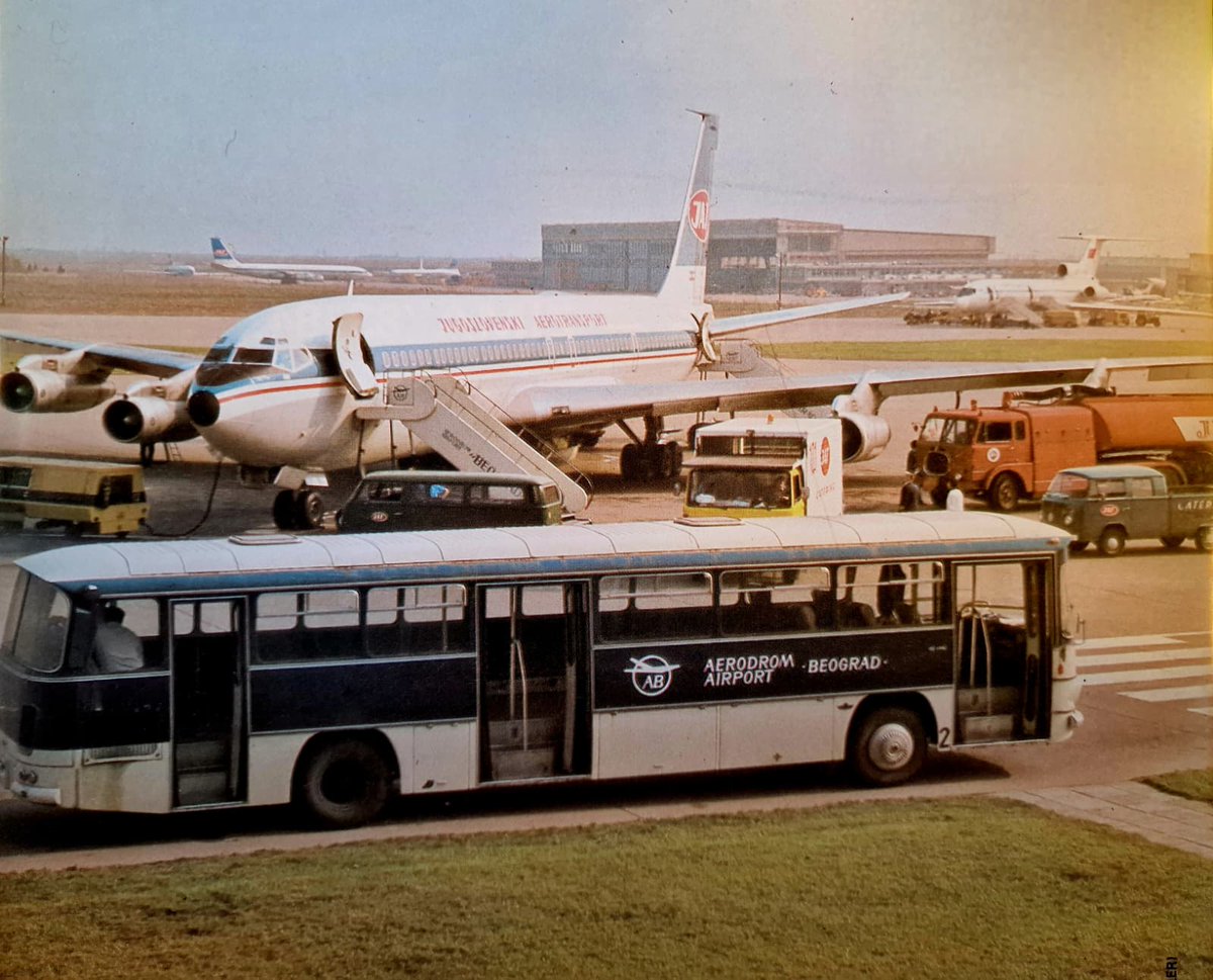 As it once was - JAT B707 preparing for departure, Belgrade Airport, 1981. JAT Yugoslav Airlines acquired its first Boeing 707 (YU-AGA) in May 1970 from Pan Am, marking the start of its long-haul routes to North America and Australia and enabling flights to China and beyond,