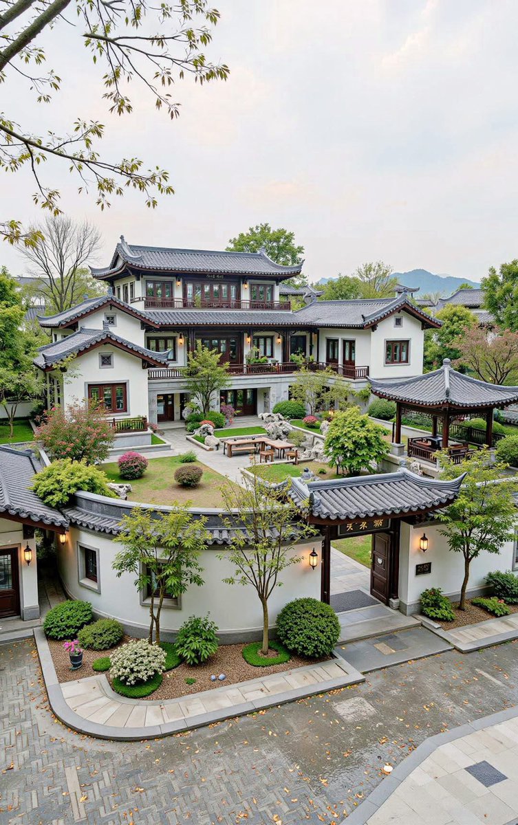 New Classical Chinese courtyard house design (southern type), image size:753x1199