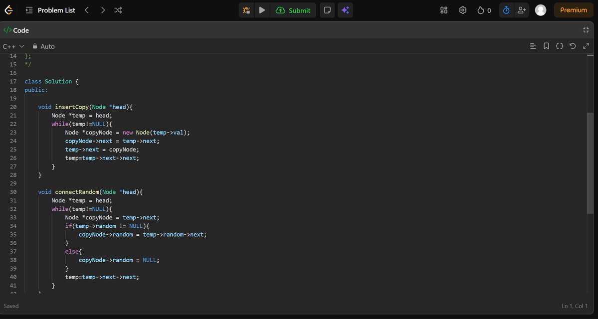 MallickSay68979's tweet image. Day 2/7 – DSA Challenge ✅
Copy List with Random Pointer cracked.
Pointers tried to confuse me,
but patience + logic won today.
Still learning. Still showing up. 🚀
#DSA #LeetCode #CodingJourney #Day2 #Consistency #ProblemSolving