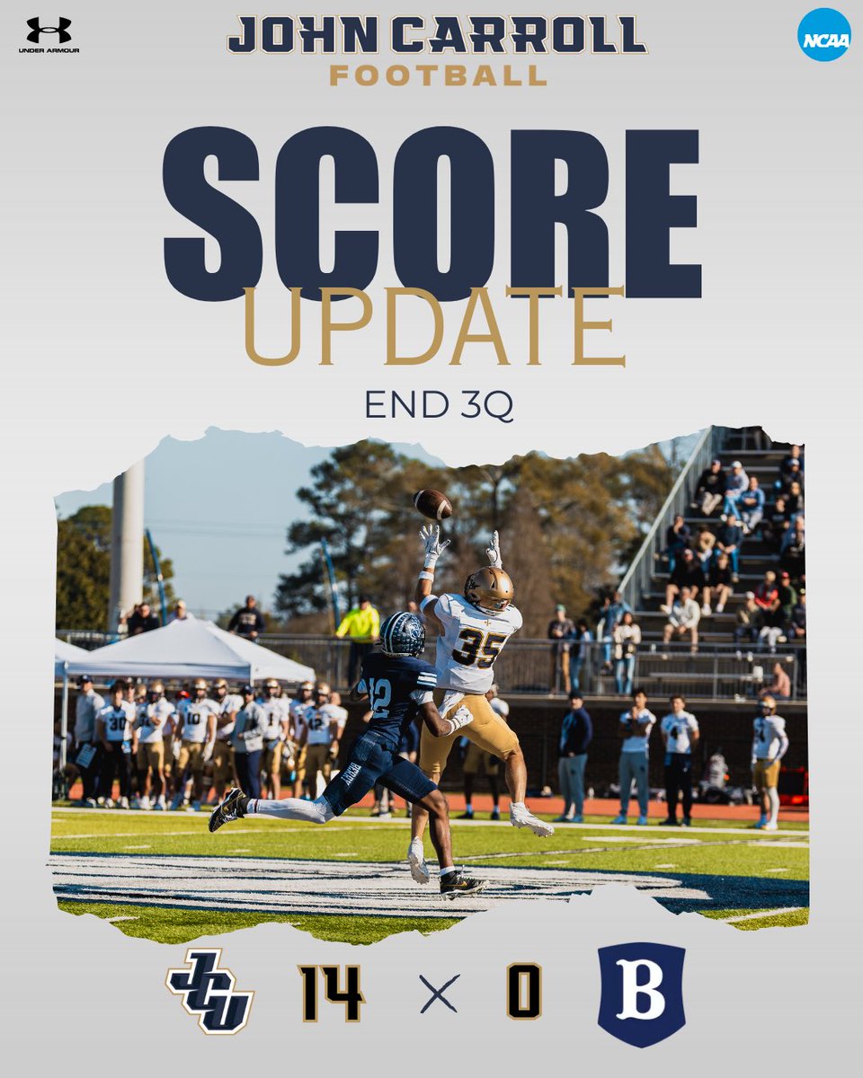 FB: HOLY DEFENSE!

<a href="/JCUFootball/">John Carroll Football</a> with 5 takeaways in the third quarter! JCU ball at the Berry 11 when we resume the fourth 👀 

📻 WJCU.org 
📊 berryvikings.com/sidearmstats/f…
📺 ESPN+
#d3fb