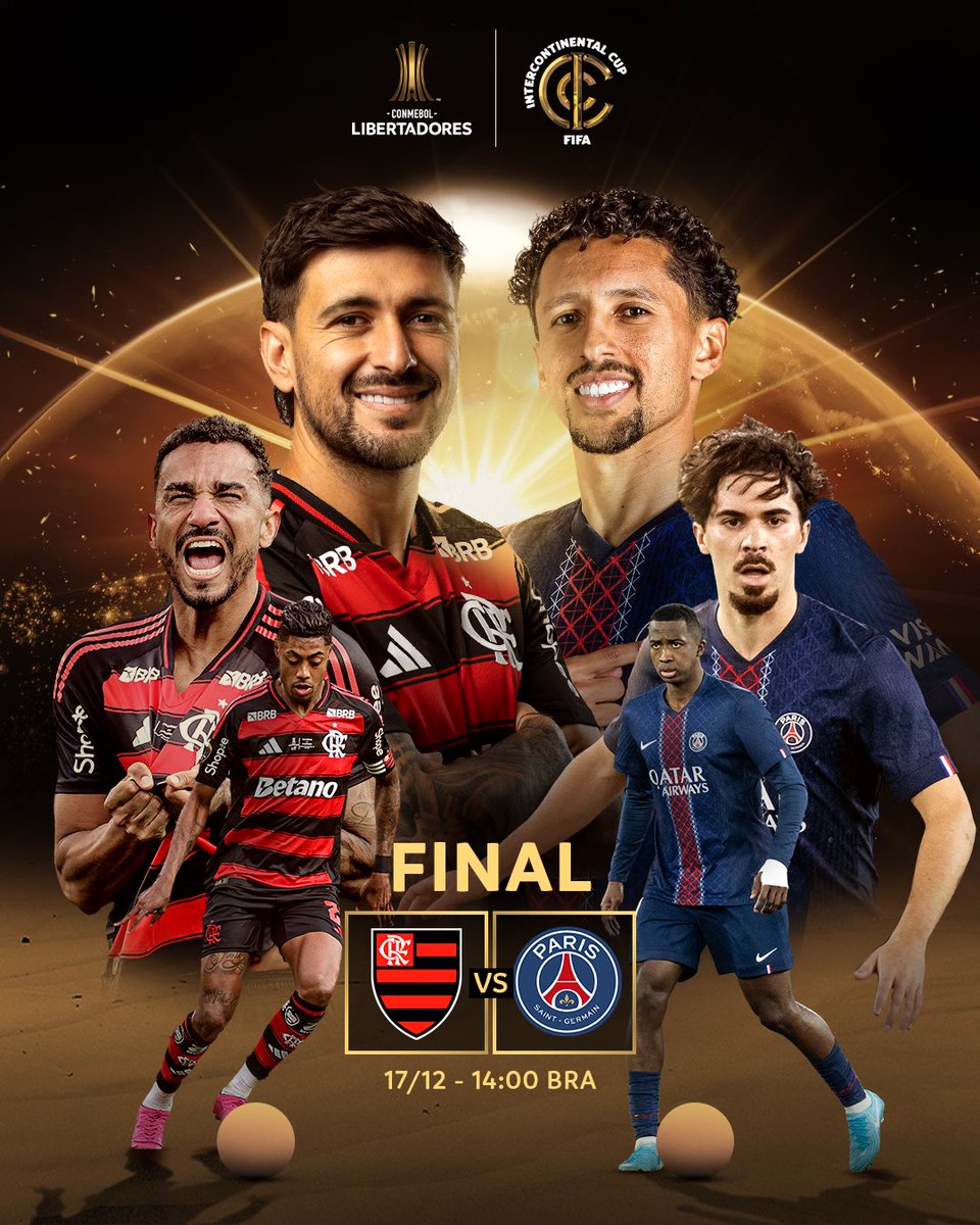 🇧🇷🌎🇫🇷 <a href="/Flamengo/">FL4MEN9O</a> 🆚 <a href="/PSGbrasil/">Paris Saint-Germain</a> 

🔜🏆 É quarta-feira! O campeão da CONMEBOL #Libertadores quer o MUNDO DE NOVO!

#FIFAIntercontinentalCup 🤝 #GloriaEterna