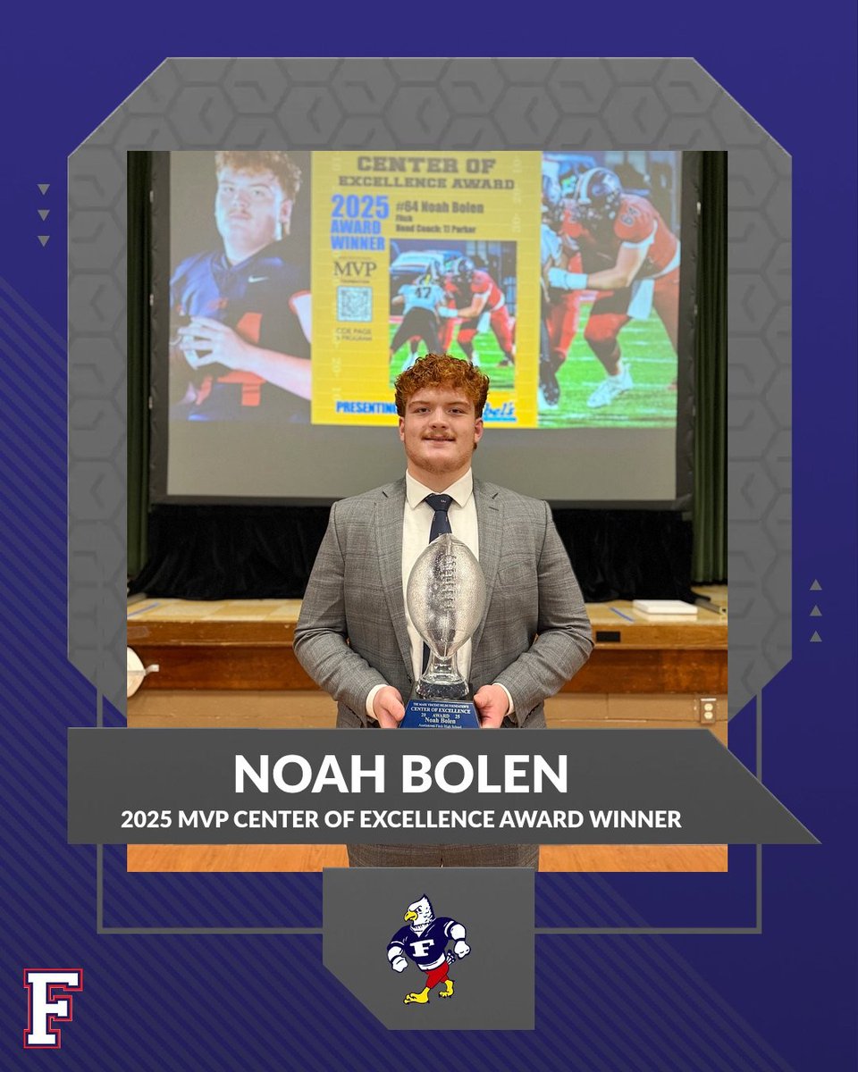 AthleticsFitch's tweet image. Noah Bolen has been named the 2025 MVP Center of Excellence Award Winner! Congratulations, Noah! #FalconPride
