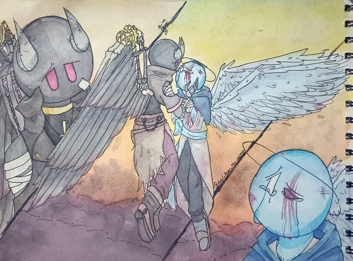 Fear_Simp's tweet photo. ☁-Fallen Angels-🩸
“I- I’m sorry…”
“I know… Everything's okay now…”
Necro reached up and wiped the blood from Angel’s left eye.
I cry and thank Necro eternally
#cryoverse #CryoverseAfterlife #cryospace https://t.co/2QyyymbxUS
