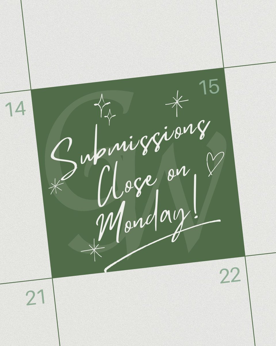 rowanglassworks's tweet photo. Attention #Glassworks readers and contributors!!
Our annual reading period for submissions is closing on Monday, Dec. 15th...
We are closed for all genres except for #Artwork 🎨
Send us your work today!
#OpenforSubmissions #LitMag https://t.co/br0Ra0nQ8u