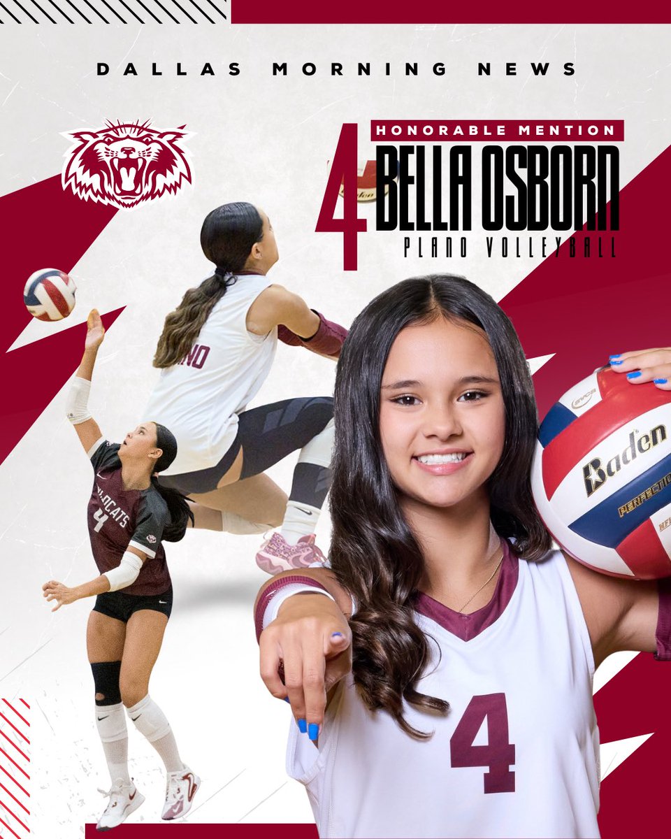 planovball's tweet photo. Congrats to Djay Seaward and Bella Osborn on being recognized in the Dallas Morning News 2025 all-area volleyball selections. 

#14 Djay Seaward 2nd Team Selection
#4 Bella Osborn Honorable Mention

https://t.co/FjTAaSFINa

Thank you, Dallas morning news!

#GoCats 🐾🏐 https://t.co/lIHlpiKl7Y