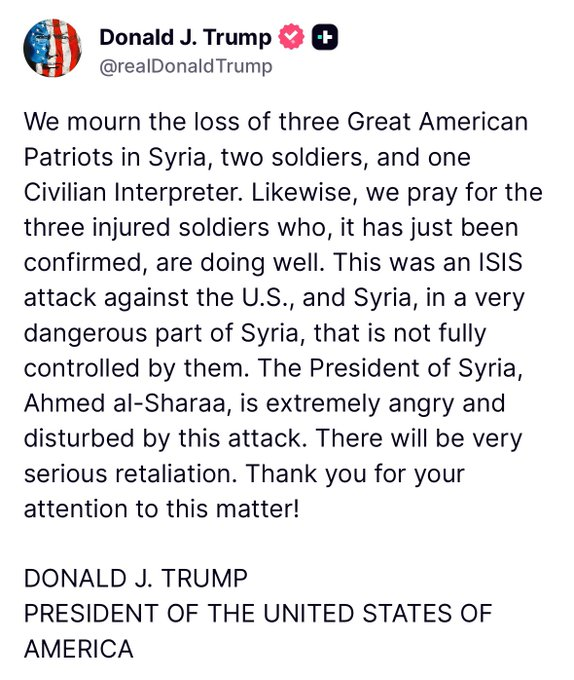 ferozwala's tweet photo. #BREAKING
Trump: We will respond to ISIS if American forces are attacked again
#USA | #ISIS_Daesh
@AlarabyTV https://t.co/vWtbCOC5Bu