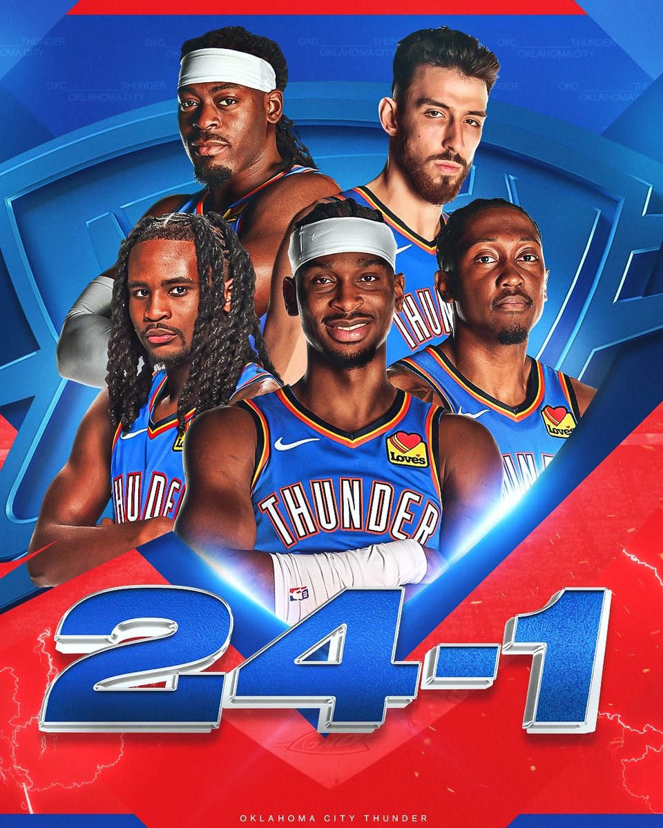 24-1.
Tied for the best start in NBA history.
The Thunder look to extend their franchise-record winning streak to 17 as they face SAS in the @emirates NBA Cup Semifinals at 9pm/et on Prime! 🏆