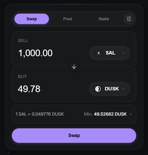 cryptonl8's tweet photo. The DuskEVM #pieswap DEX works like a charm. Liquidity was added back in some pools on testnet so could do test some swaps 🤓 $salmon to $dusk https://t.co/reerzMuFUq