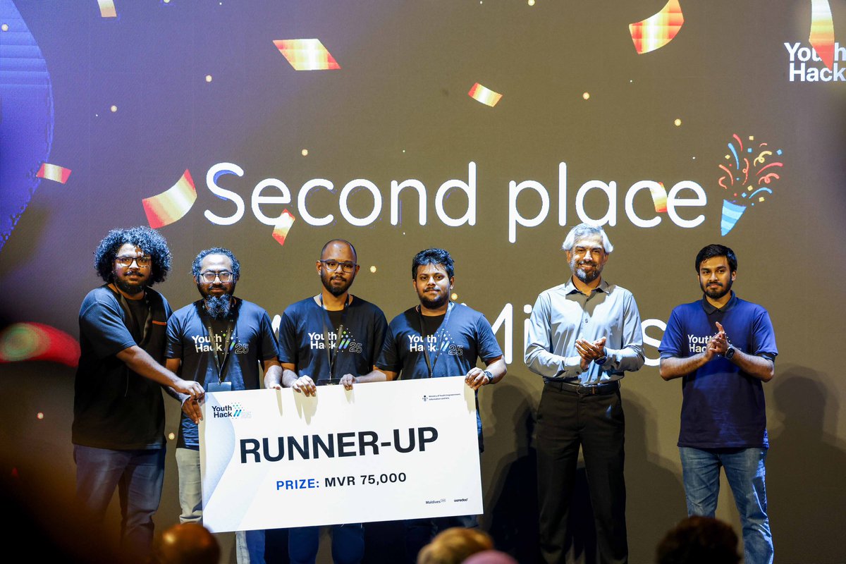 YouthGovMv's tweet photo. Youth Hack 2025 has successfully concluded, crowning SEA STAG as the champion. Wavemind secured second place, while SickSaySeven claimed third.

We thank all participants for making this hackathon truly memorable https://t.co/hRpR4pIygo