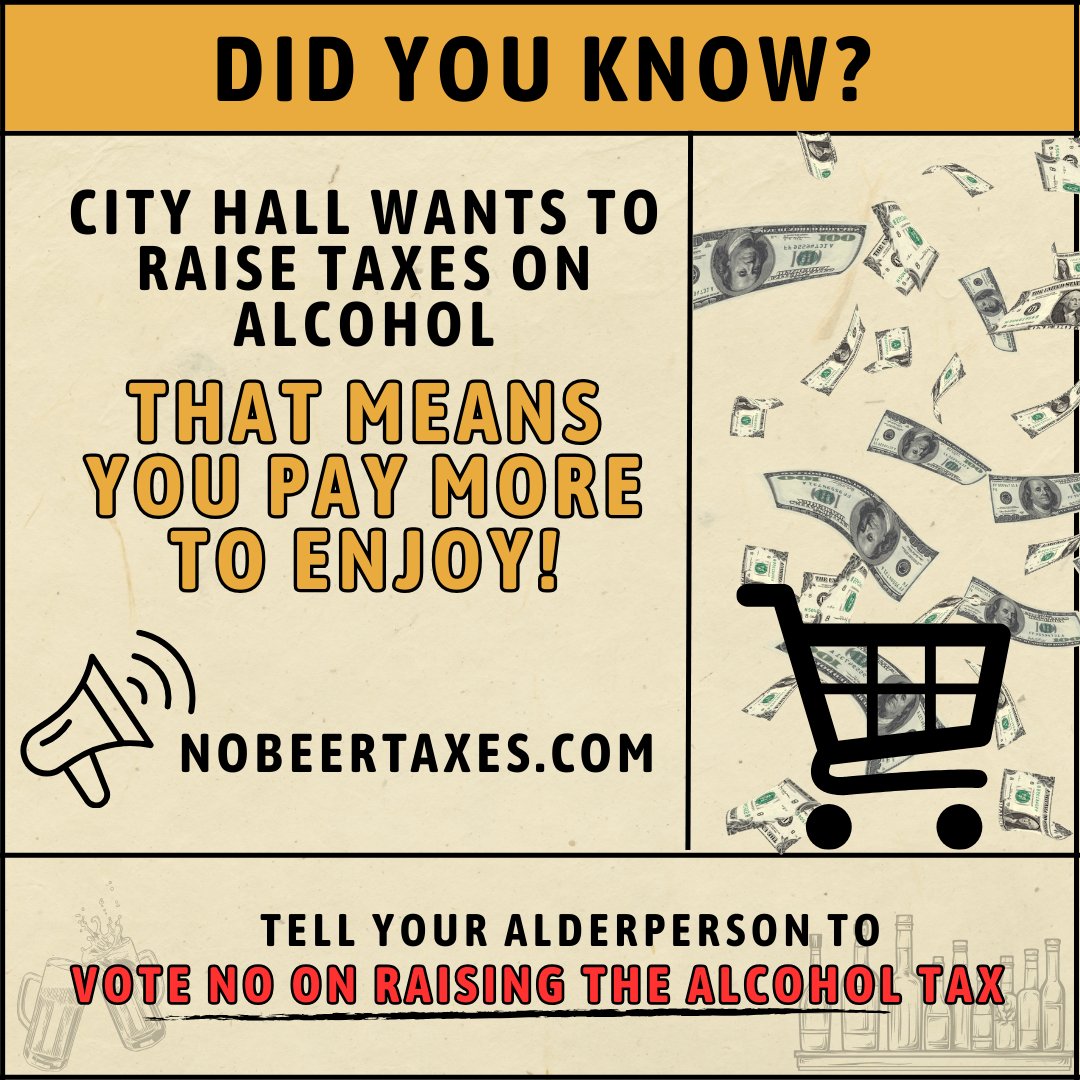 Take action! Visit NoDrinkTaxes.com to oppose a proposed 29% City Hall sales tax increase on your favorite adult beverages!  nobeertaxes.com