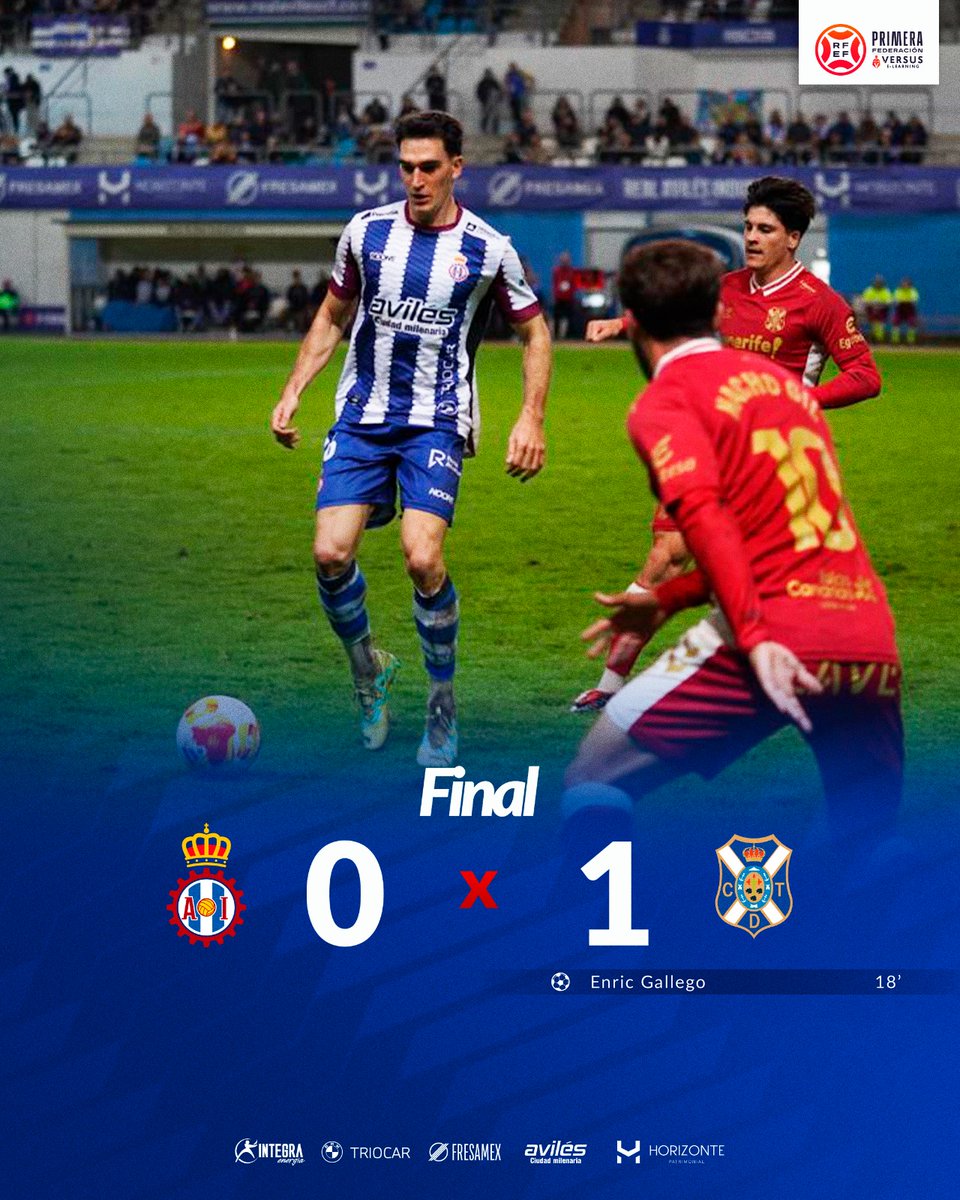 🔚 ¡𝐅𝐈𝐍𝐀𝐋 del partido!

💪 Cuando lo das todo, solo nos queda aplaudir. ¡A por el siguiente!
👏 ¡Gracias, afición! 🔝

🟦⬜ RAI 0-1 TEN 🟥🟥

#RealAvilésIndustrial 🔵⚪🔴