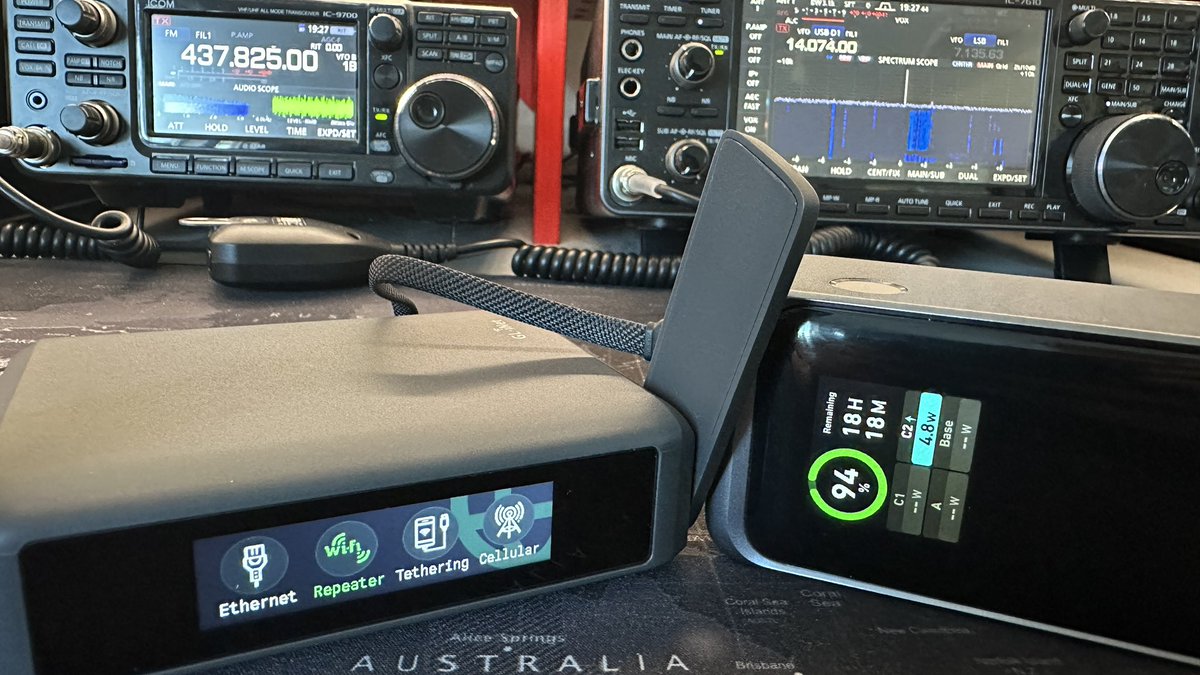 My new <a href="/glnetgroup/">GL.net</a> Slate 7 travel router. I’ll used this at home and on the road. Devises like hotspot, LED panels, TV sticks will now connect to this. Makes it easy to move from home to my <a href="/Starlink/">Starlink</a> mini or other WiFi hot spots. Getting ready for #quartzfest #hamradio