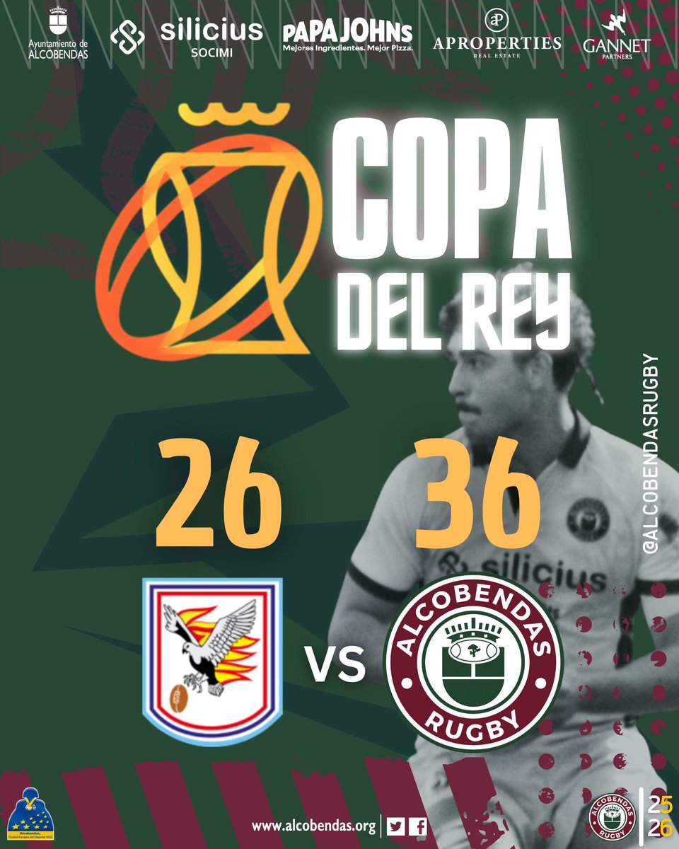 J4 Copa del Rey | Grupo D
Victoria a domicilio en Zaragoza.
Nuestro Silicius Alcobendas Rugby se impone 26–36 a <a href="/rugbyfenix/">Rugbyfenix</a> en un partido complicado y muy trabajado.
Seguimos avanzando. 🔴💪

#SiempreGranates #ARUCopaDelRey #SiliciusAlcobendasRugby