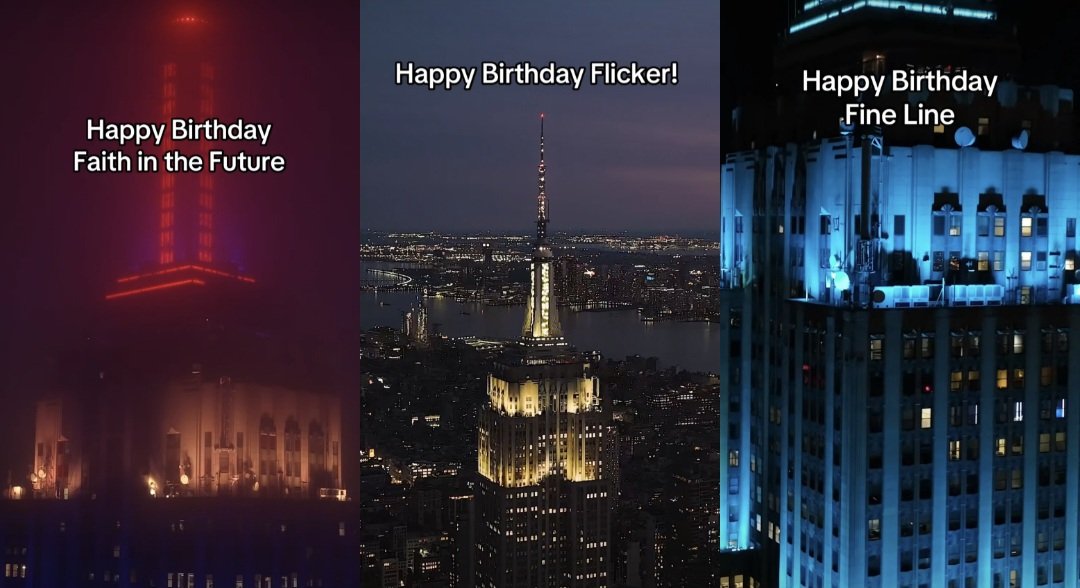 Crismtz_ahft's tweet photo. El Empire State Building no solo celebró los aniversarios de 1D, sino también el de 3 de ellos en solitario ❤️ https://t.co/hZI4lRc7E5