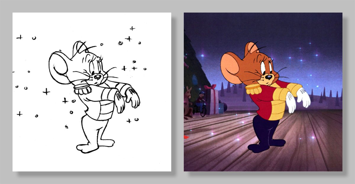 skullislandprod's tweet image. Christmas transformation completed, Jerry checks out his new outfit in this layout drawing from “Tom and Jerry: A Nutcracker Tale,” 2007. #TomandJerry #TheNutcracker #animationart #Christmas #JoeBarbera
