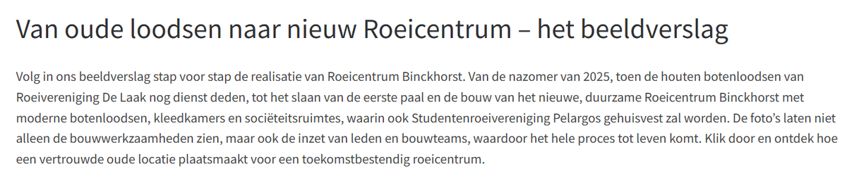 rvdelaak's tweet photo. Afgelopen vrijdag gaf wethouder @bredemeijer startschot voor bouw van #Roeicentrum #Binckhorst. Hieraan is een lang traject aan vooraf gegaan. Van de voorbereiding op locatie - zoals de sloop van een loods - is een prachtig beeldverslag gemaakt. https://t.co/IC58QvA3i8 https://t.co/6THzauT3V9