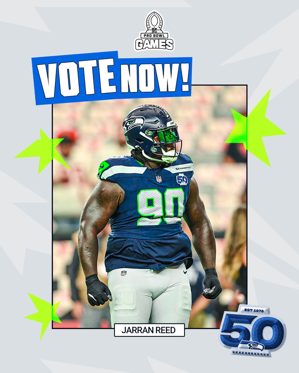 Seahawks's tweet image. Absolute disruption. 🚫

1️⃣ REPOST = 1️⃣ VOTE

#ProBowlVote + Jarran Reed