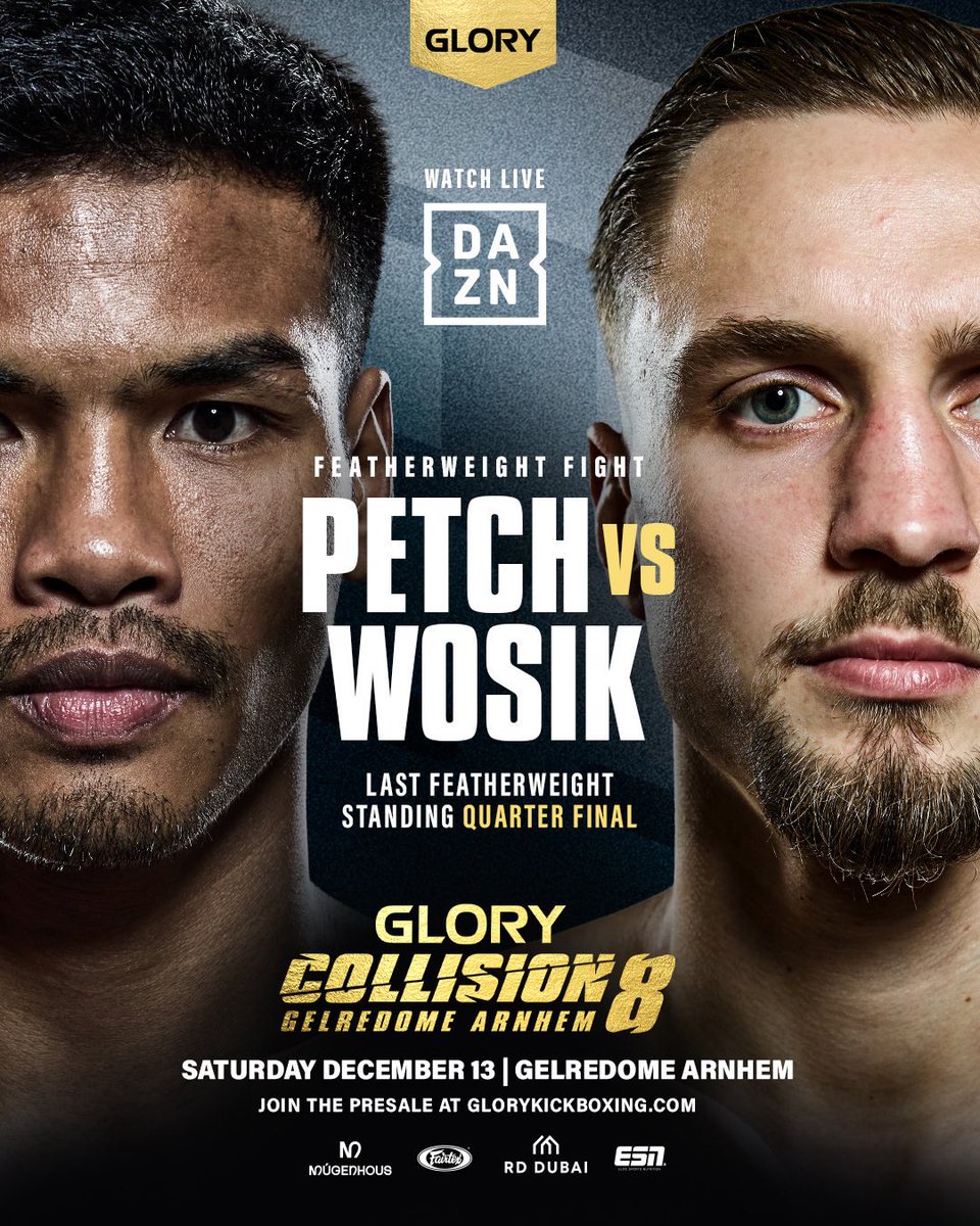 ／✨
🥊GLORY #COLLISION8
🏆GLORY×RISEフェザー級トーナメント2回戦
✅試合結果
＼✨

⭕️ペットパノムルン・キャットムーカオ(タイ)
❌デニス・ウォシク（ドイツ)

🏅勝者: ペットパノムルン 3R 判定