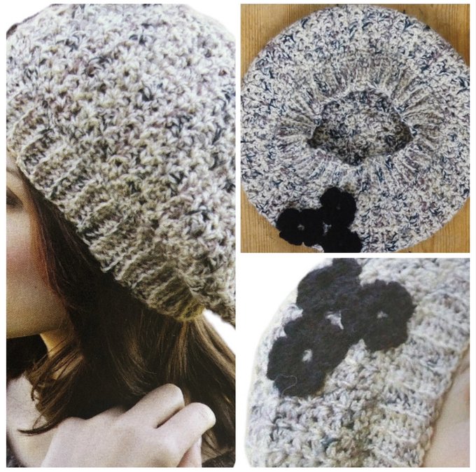 DDCrochetDesign's tweet photo. Crochet Flower Beret 💜🖤🩶

This comfy hat made with a tweedy style yarn, little flowers to sew onto the side to add a twist to a classic design. A lovely handmade Christmas gift idea 🧶

https://t.co/1l46UWnhuM

#MHHSBD #craftbizparty #homemadegift #crochetpattern