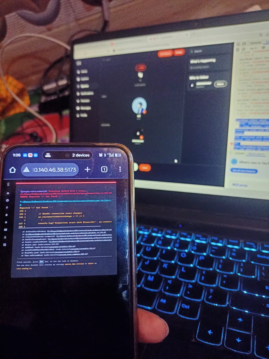 Sidhart64113485's tweet photo. Testing one feature on:
๐ฑ Mobile
๐ป Laptop
๐ง Brain (already crashed)
Getting tired of testing featuresโฆ hufff ๐ฎโ๐จ
Which one breaks first? ๐ญ
#WebRTC #RealtimeCommunication #VideoCalling #LiveStreaming #PeerToPeer https://t.co/8UbXSKzGYH