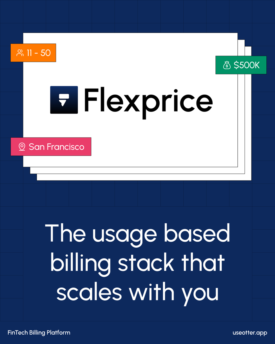 useotter_'s tweet photo. Usage-based billing, done right.
@tryflexprice  helps startups scale pricing without pain.
Hiring + startup intel on Otter👀 https://t.co/s6F2fcgtDe