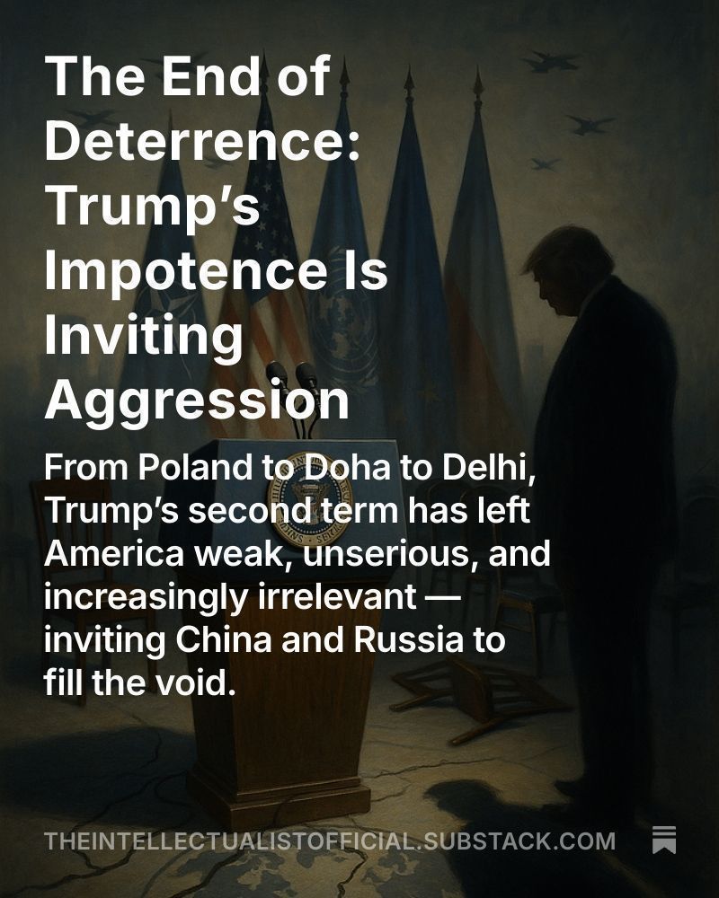 🚨 President Donald Trump’s foreign policy has unsettled allies and emboldened adversaries, leaving the United States not as the guarantor of order but as its starkest absence — a void reminiscent of the democracies that failed to confront fascism in the 1930s.