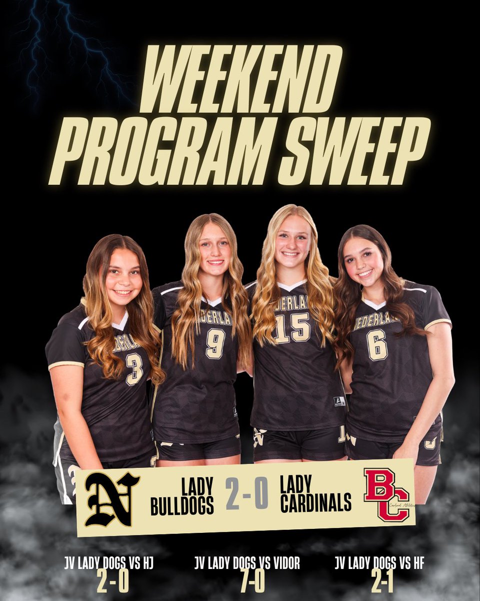 Your Lady Dogs started off the season with a weekend program sweep 🧹 Varsity dominated Bridge City- the score did not reflect the possession, but they pulled out the win! JV headed to Vidor today for a round robin and came home undefeated, racking up 3 wins. Go Dogs! 💪🏼 🐾
