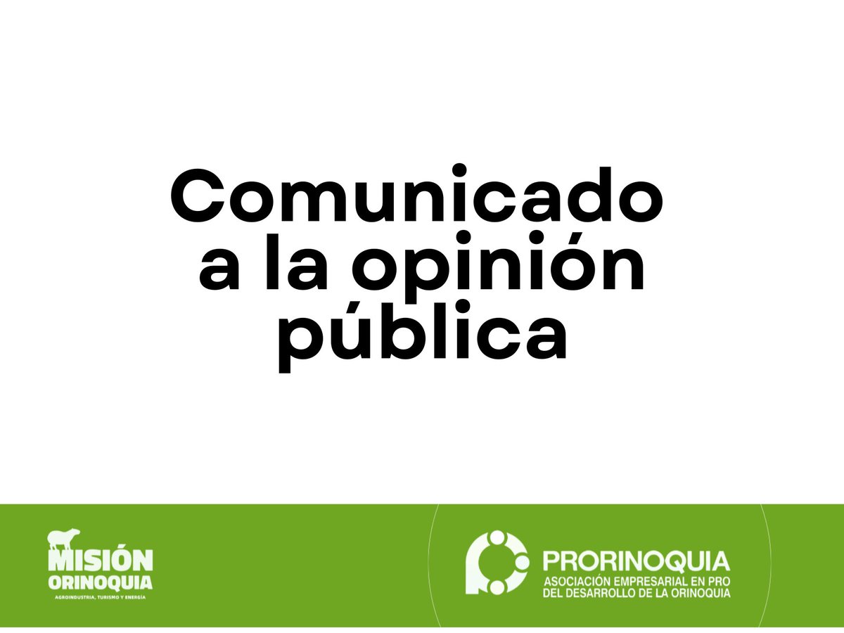 Prorinoquia se pronuncia sobre el proyecto de resolución del Ministerio de Agricultura y Desarrollo Rural para la Altillanura

La Asociación Empresarial en Pro del Desarrollo de la Orinoquia (Prorinoquia), informa a la opinión pública, a las autoridades nacionales y