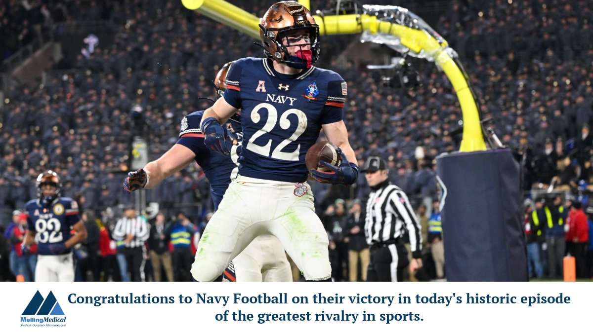 MellingMedical's tweet image. As a company, we work hard to improve the medical care delivered to veterans of every American military service. With a leadership team loaded with @NavalAcademy graduates, we're especially proud of @NavyFB today. #GoNavy  (Photo courtesy of @NavyAthletics)