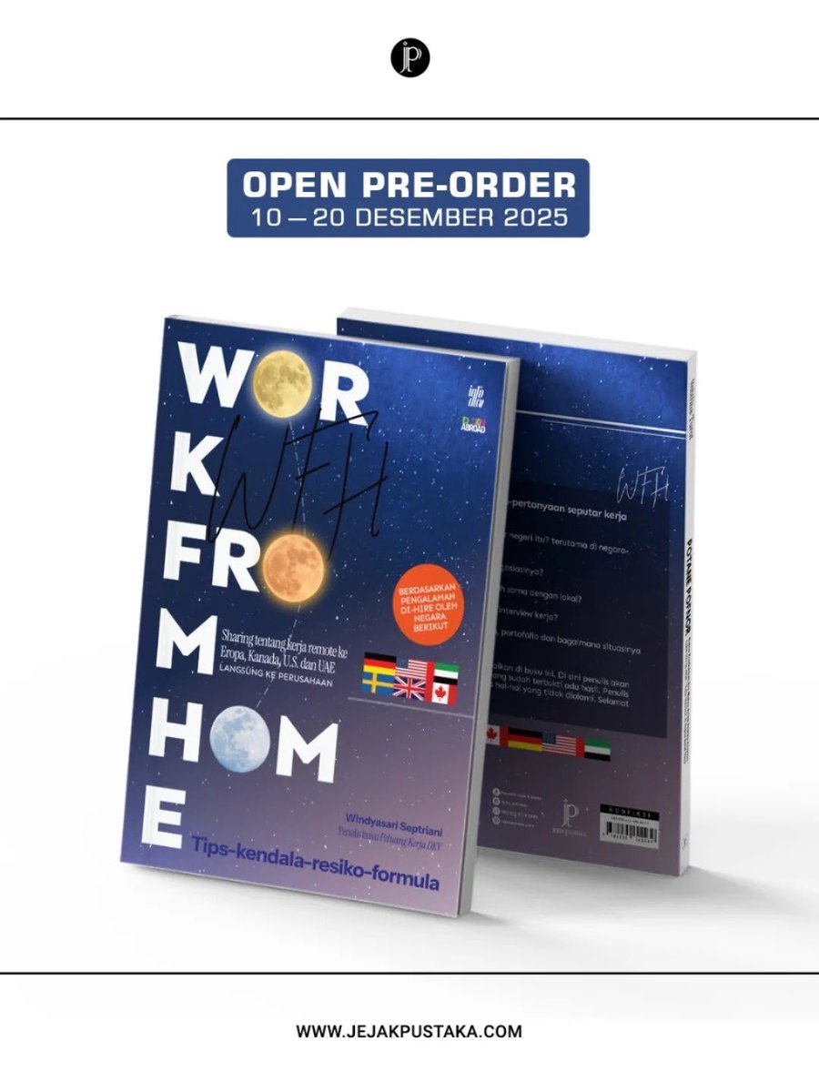 yg mau tau soal kerja remote ke luar negeri di negara maju, terutama designer, soal:
- carinya dimana
- apa yg mesti disiapin di cv
- cover letter
- portfolio
- berapa kisaran gajinya yg realistis minimum ke maksimalnya >> 
cek pre order bukunya bit.ly/bukuwfh
