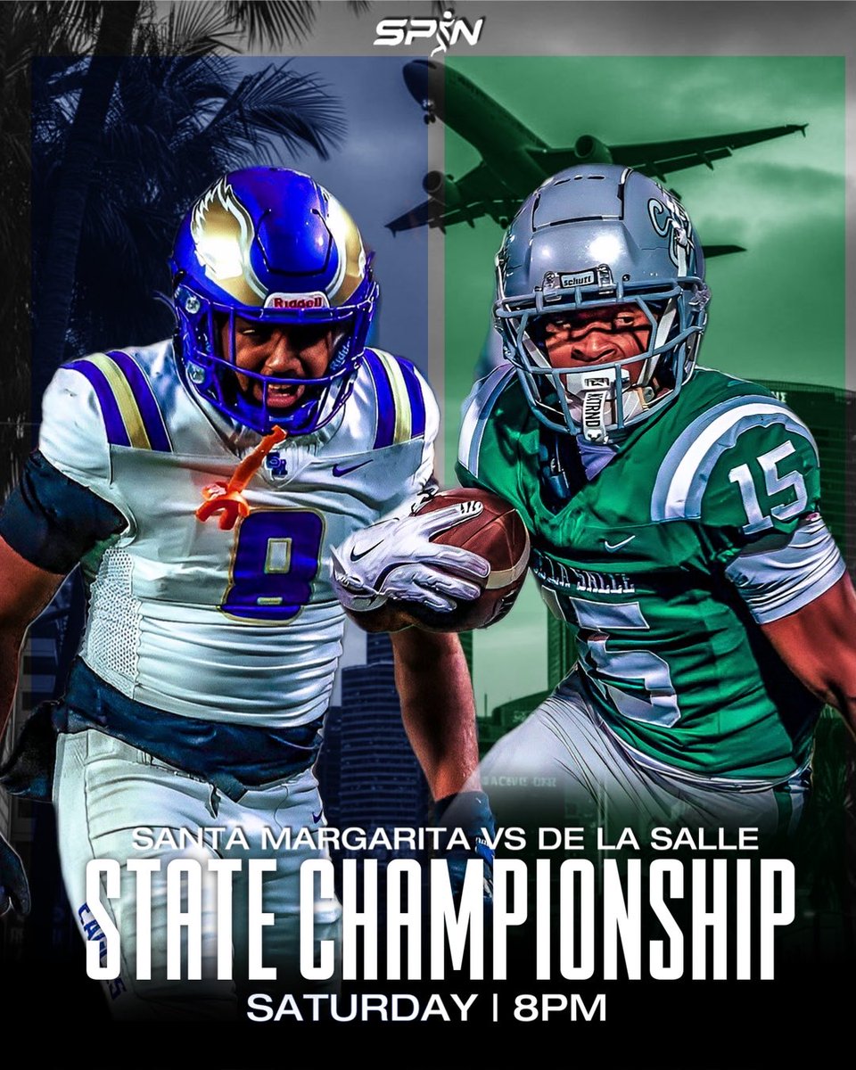 SportsIdolMedia's tweet photo. STATE CHAMPIONSHIP TIME ⚔️
Santa Margarita vs De La Salle.
Elite vs Elite.
Saturday | 8PM.
California football at its finest. 🏆🔥
#CIFState #HSFootball #SantaMargarita #DeLaSalle https://t.co/NHfvxLS8sA