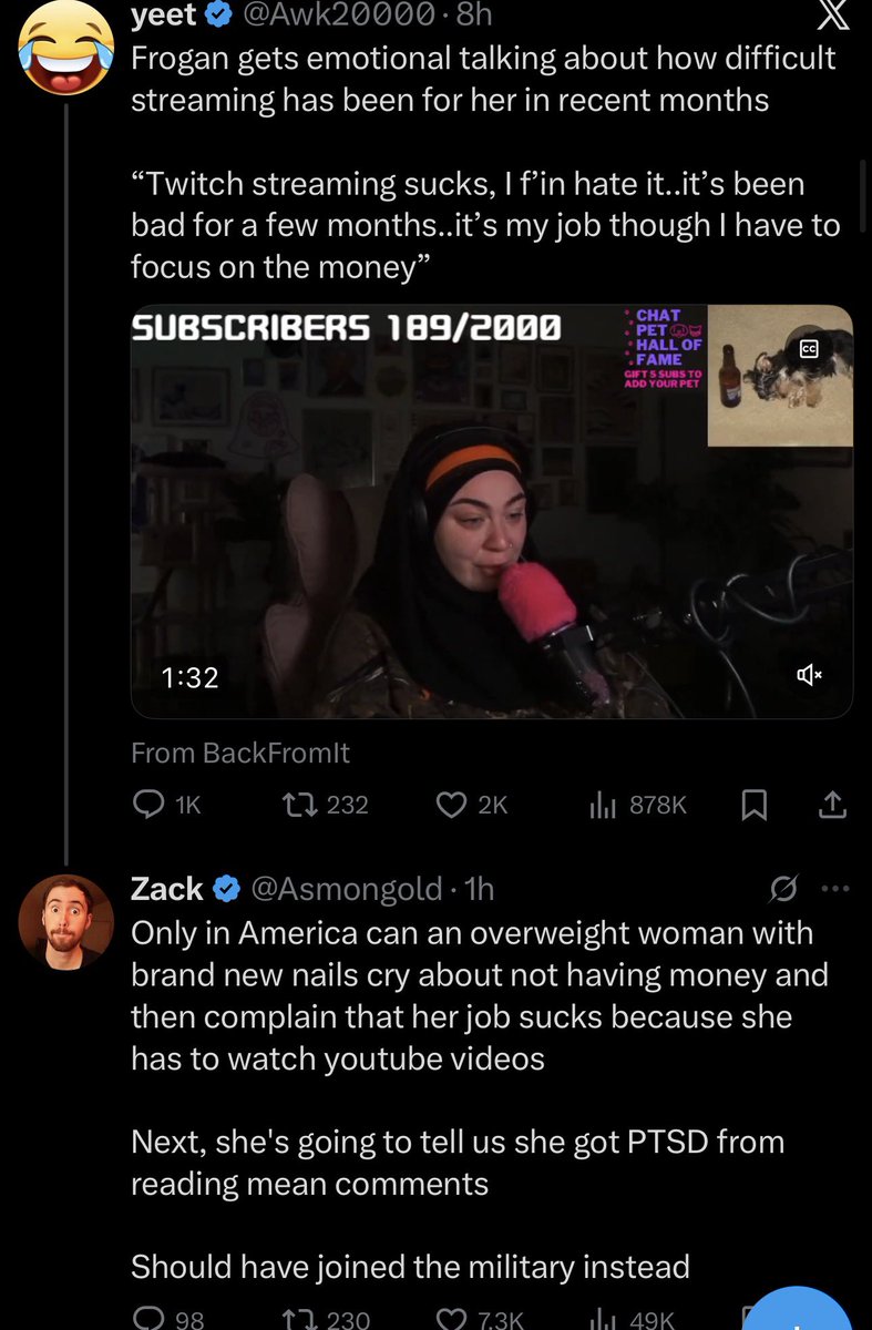 Asmongold reacts to Frogan discussing her streaming situation