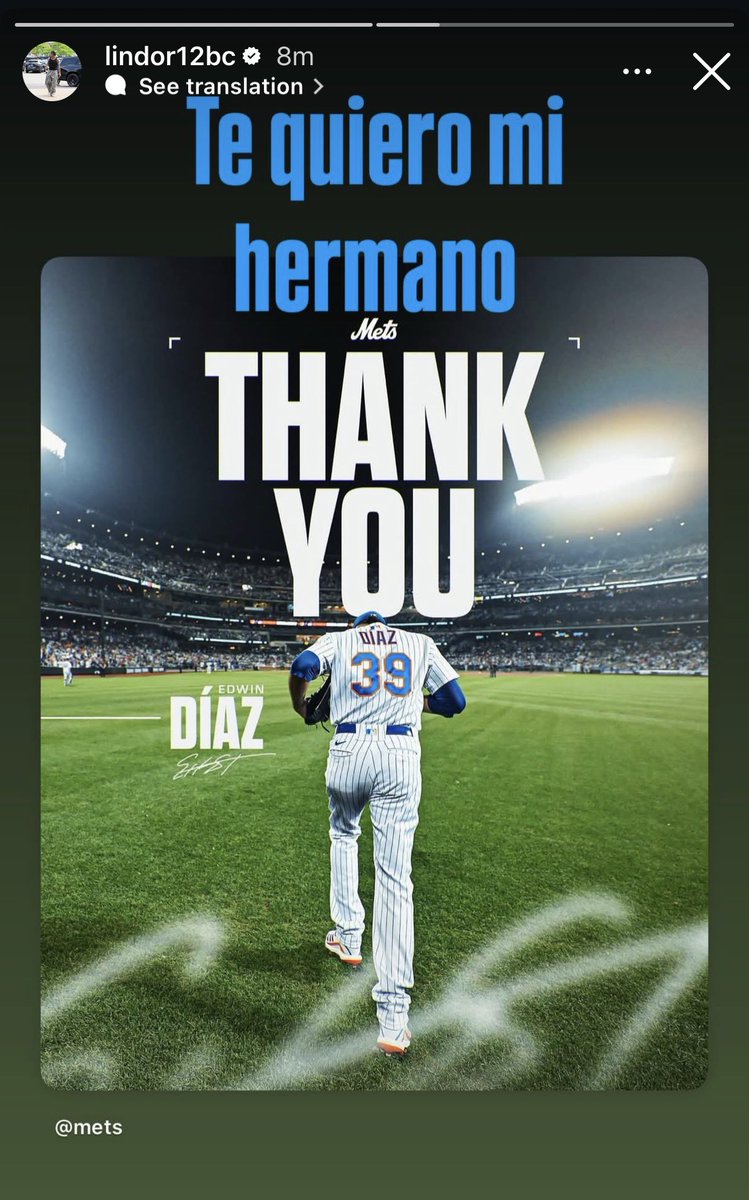 SleeperMets's tweet image. People can finally put the talk to rest: 

Francisco Lindor has posted his farewells to Edwin Diaz and Pete Alonso