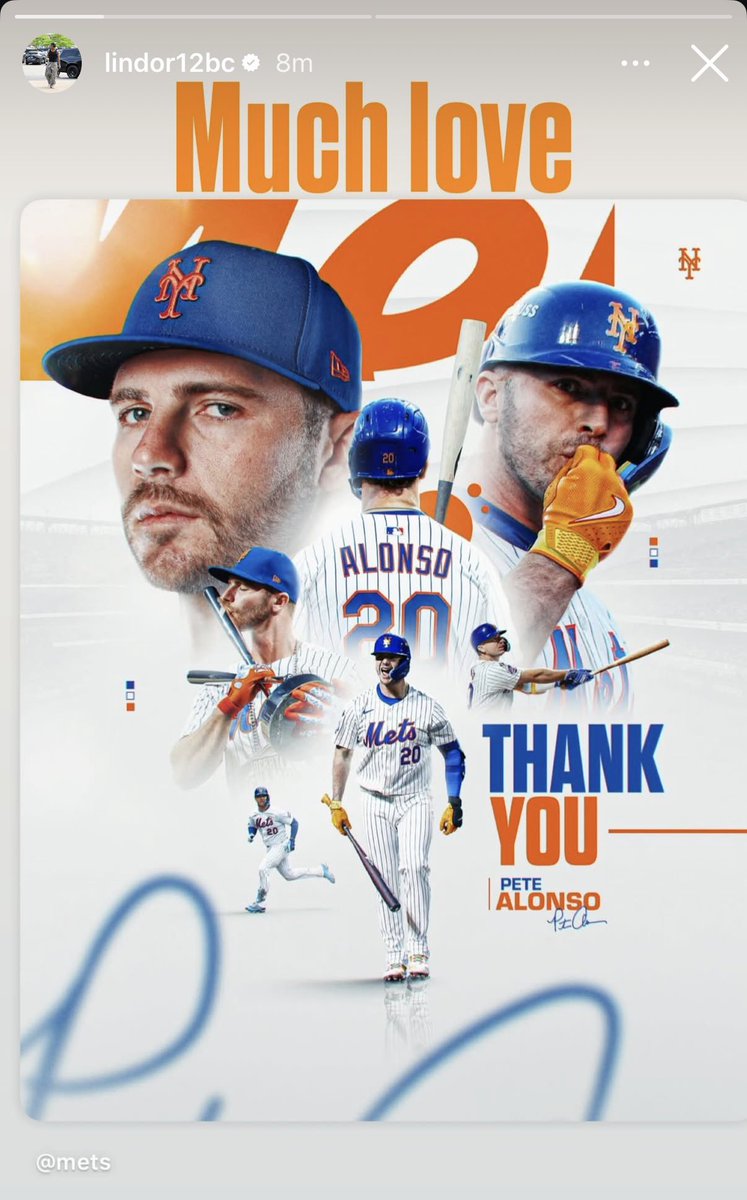 SleeperMets's tweet image. People can finally put the talk to rest: 

Francisco Lindor has posted his farewells to Edwin Diaz and Pete Alonso