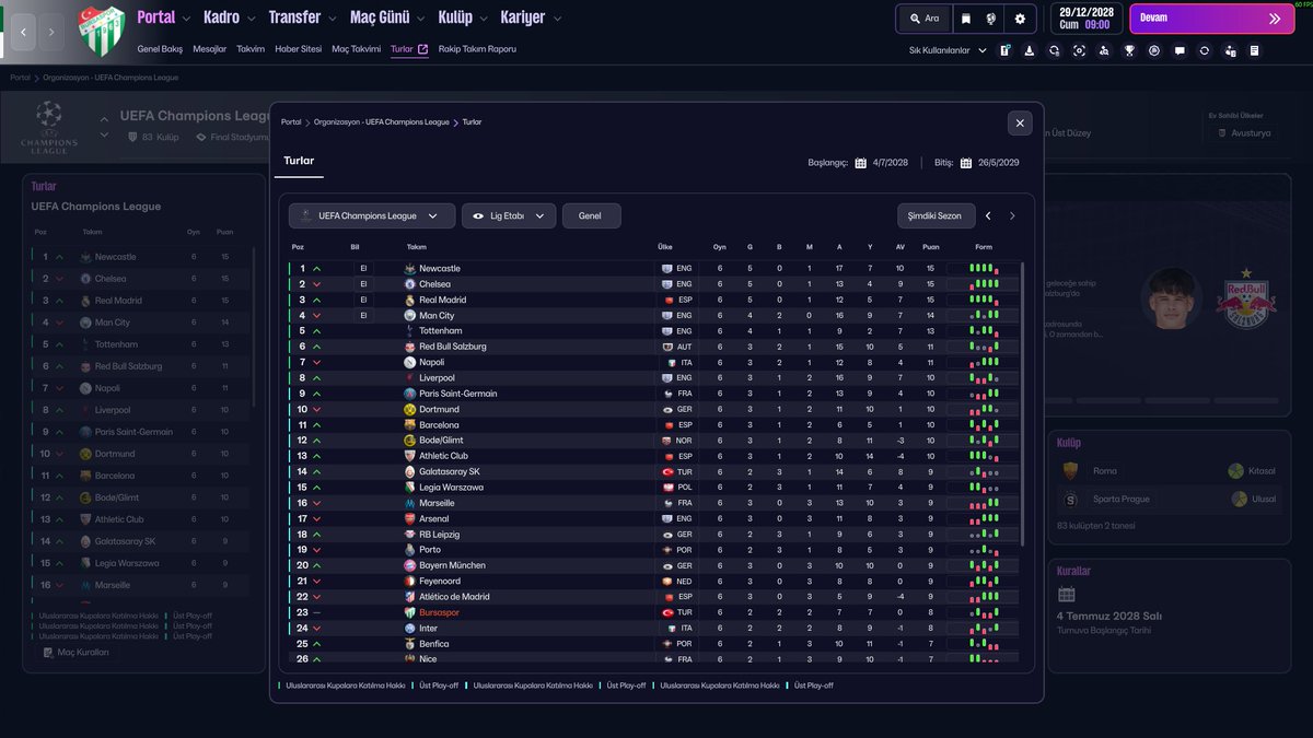 Önce Süper Kupa Finali sonrasında Şampiyonlar Ligi tamam mı devam mı maçlarını yapıyoruz.
Ligde konumumuz ve gidişatımız çok iç açıcı değil. O yüzden Şampiyonlar Ligi bizim için çok önemli.
Yayın başlıyor.
kick.com/BLEVUS #FM26