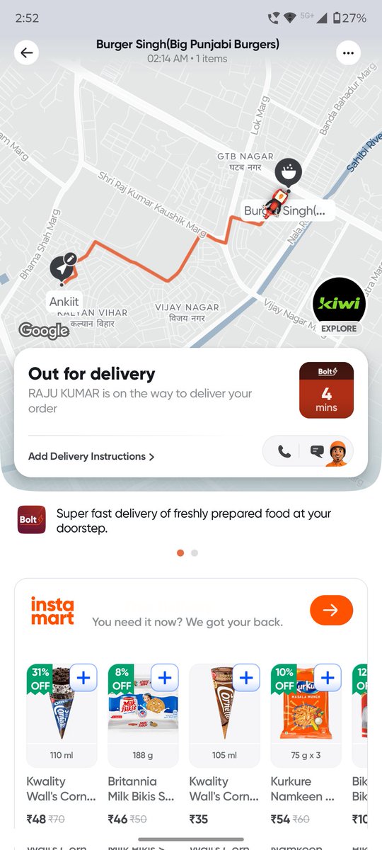 4nkee7's tweet photo. @SwiggyCares @Swiggy Bolt Delivery 🤡 @Swiggy check time https://t.co/Ze5upK5diO