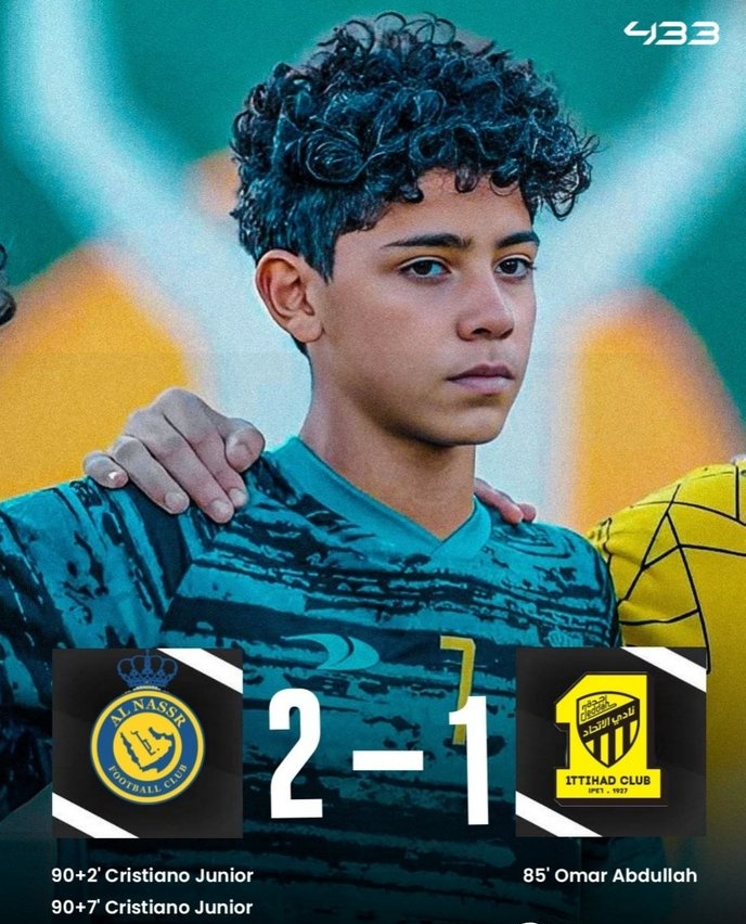 🚨 Cristiano Jr scored a last minute Brace for Al Nassr U15 against Al-Ittihad Today 🤯